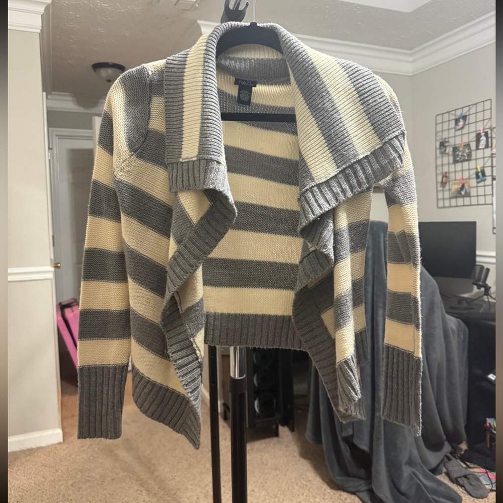 Striped Gray and Cream Women's Sweater